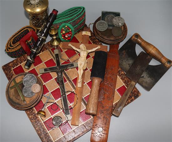Coins, flute & mixed collectables